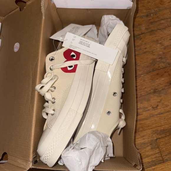Shoes - Cream High-Top Sneakers with Red Heart